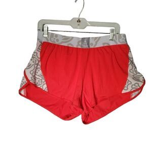 Psycho Bunny Women's Red-Orange Pull On Logo Track Shorts Large